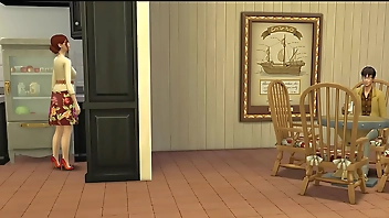 Nerdy step Son catches his neked in bed and fucks her -