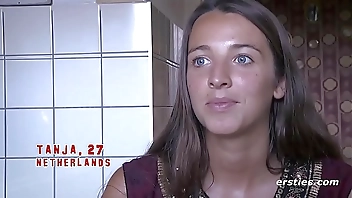 Sexy Tanja Rubs her Hairy Pussy Outdoors