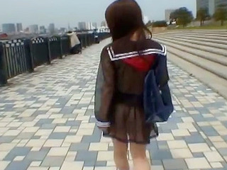 Mikan Lovely Asian student shocks the guys while out walking