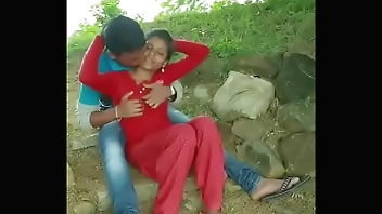 Boy girl enjoy in open area boob press and enjoying