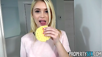 PropertySex - Hot petite blonde teen fucks her roommate