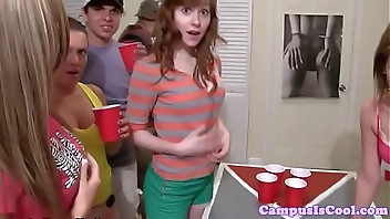 Crazy college babes drilled at dorm party