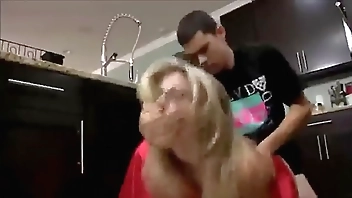 Young step Son Fucks his Hot stepMom in the Kitchen