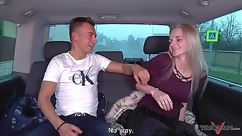 Blondie missed train & accept help from stranger in van where fucked hard