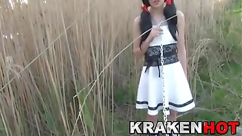 Krakenhot - Submission of a chained brunette teen outdoor