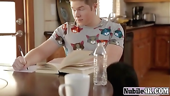 Step mom blowjob under table teen threesomelesson