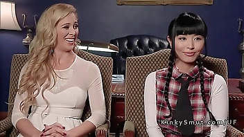 Foreign student punished with rough sex in threesome