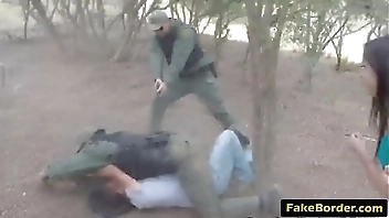 Slutty Latina babe fucked by fake border patrol agent