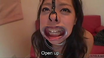 Subtitled bizarre Japanese facial destruction blowjob