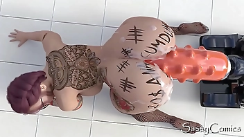 Extreme Monster Dildo Anal Fuck Machine Asshole Stretching - 3D Animation.